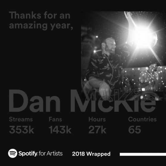 Spotify 353k stream 65 countries Dan McKie 27k hours